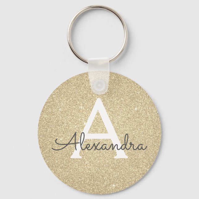Chaveiro Monograma Luxuoso com Brilho Dourado (Frente)