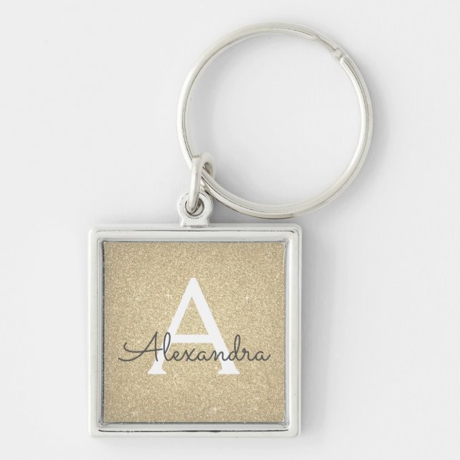 Chaveiro Monograma Luxuoso com Brilho Dourado (Frente)