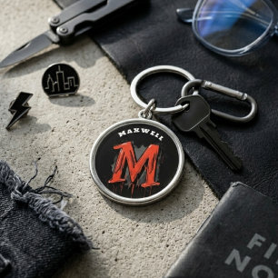 Chaveiro Monograma "M" de Grafite em Negrito - Personalizáv