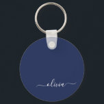 Chaveiro Monograma marinho Azul e Branco Moderno<br><div class="desc">Apresentando nossa Coleção de Monogramas Modernos Azul e Branco: Eleve sua decoração caseira com nossa sofisticada coleção com um esquema de cores azul e branco do marinho contemporâneo. Cada peça é trabalhada meticulosamente para exudir elegância e estilo, perfeito para adicionar um toque de talento moderno a qualquer sala. Quer você...</div>