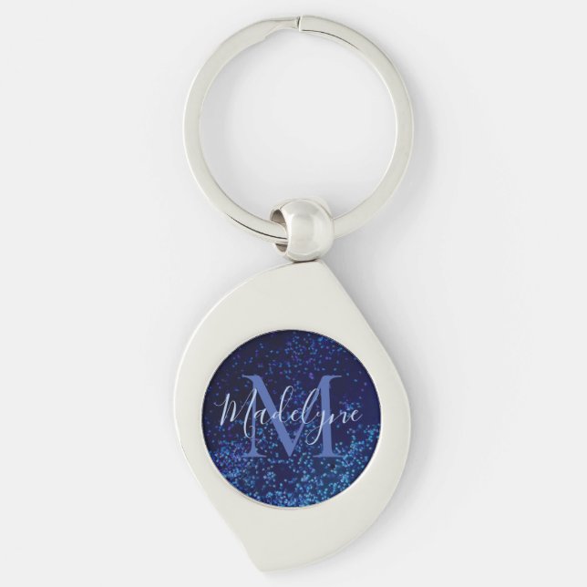 Chaveiro Monograma Midnite Blue Confetti (Frente)