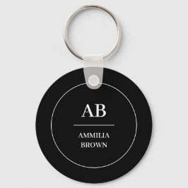 Chaveiro Monograma Minimalista | Design Elegante Preto e Br