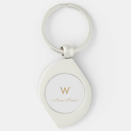 Chaveiro Monograma Minimalista Moderno Cinza Dourado