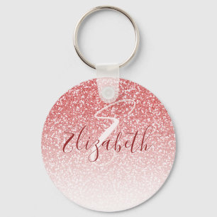 Chaveiro Monograma Moderno de Ombre Rosa Dourado