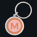 Chaveiro Monograma Moderno - Letra Inicial Cor-de-Rosa<br><div class="desc">Chaveiro com monogramas modernos,  com monograma inicial em tipografia clássica de blocos,  cor-de-rosa e laranja.</div>