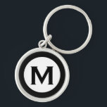 Chaveiro Monograma Moderno - Letra Inicial Preta<br><div class="desc">Chaveiro com monograma moderno,  com monograma inicial em preto e branco.</div>