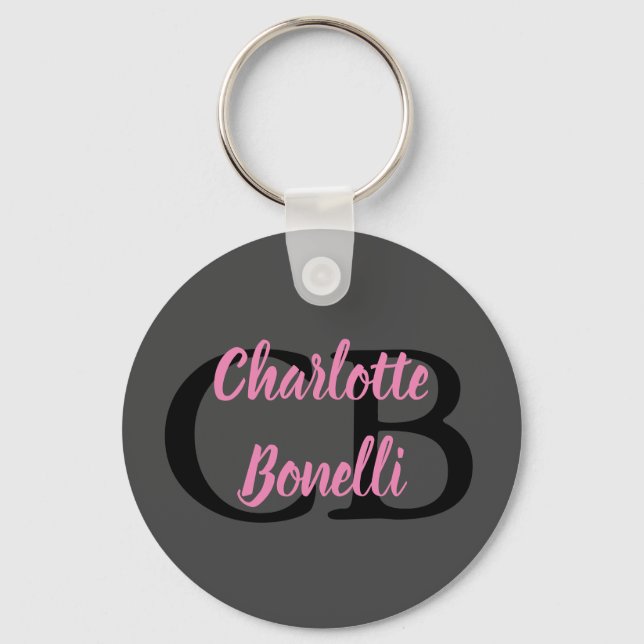 Chaveiro Monograma Moderno Profissional Nome Minimalista (Frente)