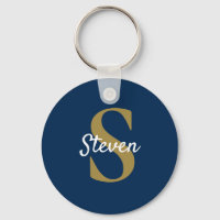 Monograma Nome Personalizado Azul Marinho Dourado