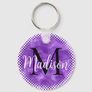 Chaveiro Monograma Nome Personalizado Inicial Purple Waterc