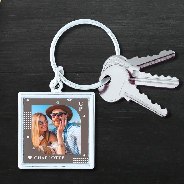 Chaveiro Monograma Nome Trendy Foto Simple Modern (Criador carregado)