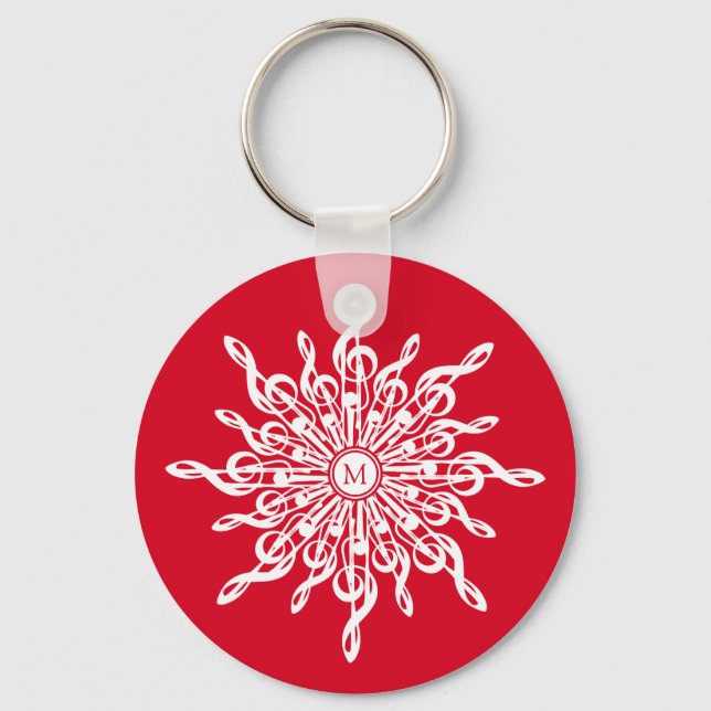 Chaveiro Monograma Ornamental Natal G-Clef Floco de Neve (Frente)