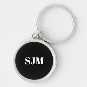 Chaveiro Monograma personalizado branco preto mínimo