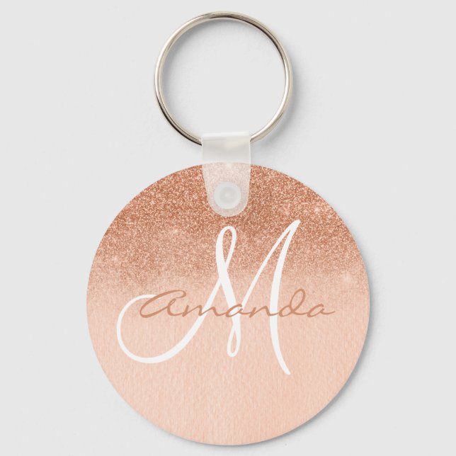 Chaveiro Monograma Personalizado com Degradê de Rose Gold B (Frente)