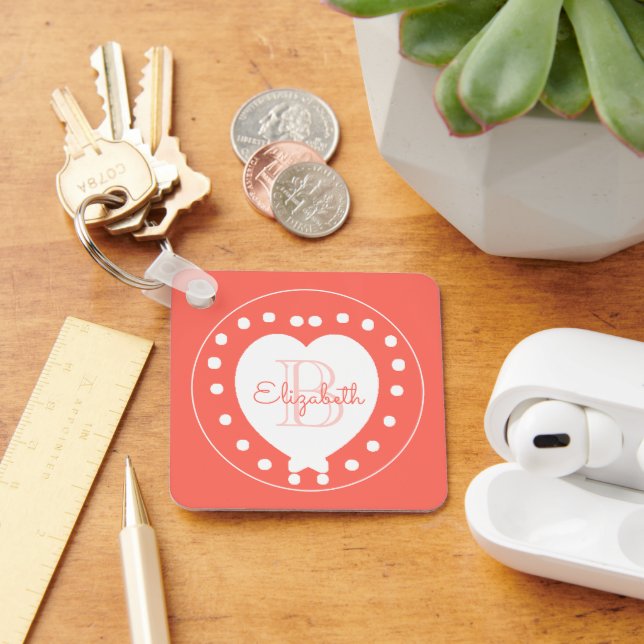 Chaveiro Monograma Personalizado Coral Branco (Mesa)
