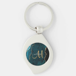 Chaveiro Monograma Personalizado de Agitação Dourada com Te