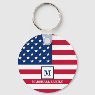 Chaveiro Monograma Personalizado de Bandeira Americana 4 De