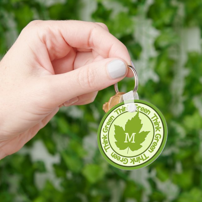 Chaveiro monograma personalizado de pense verde (Mão)