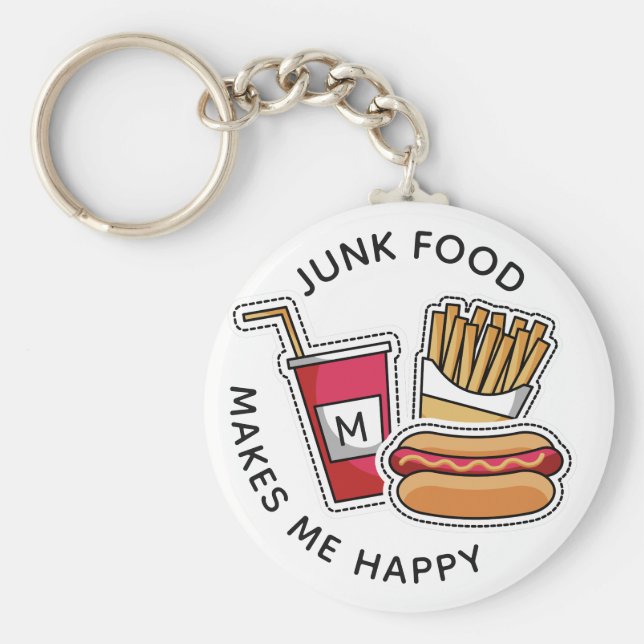 Chaveiro Monograma personalizado e texto Cachorros quentes  (Frente)