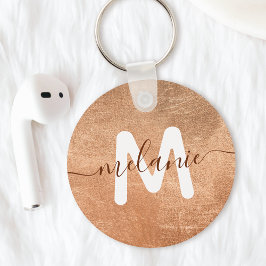Chaveiro Monograma Personalizado Nome Folha de Ouro Rosa Lu
