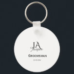 Chaveiro Monograma personalizado padrinho melhor homem nome<br><div class="desc">desenho</div>