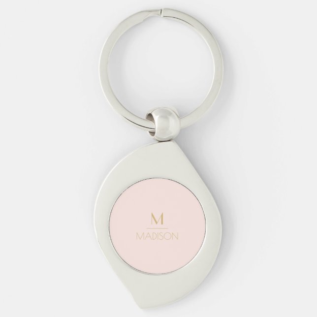 Chaveiro Monograma Personalizado Rosa e Dourado | Nome     (Frente)