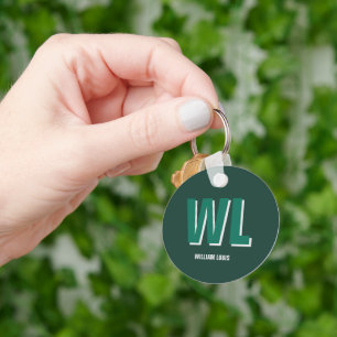 Chaveiro Monograma Personalizado Verde Esmeralda Minimalist