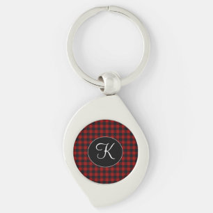 Chaveiro Monograma Personalizado Xadrez Búfalo Vermelho e P
