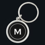 Chaveiro Monograma preto clássico<br><div class="desc">Chaveiro preto clássico personalizado monograma monograma preto branco preto inicial. Perfeito como presente de feriado,  favores de reunião familiar,  obrigado seu presente para padrinhos de casamento e presente para qualquer ocasião especial.</div>