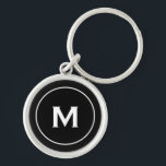 Chaveiro Monograma preto clássico<br><div class="desc">Chaveiro preto clássico personalizado monograma monograma preto branco preto inicial. Perfeito como presente de feriado,  favores de reunião familiar,  obrigado seu presente para padrinhos de casamento e presente para qualquer ocasião especial.</div>