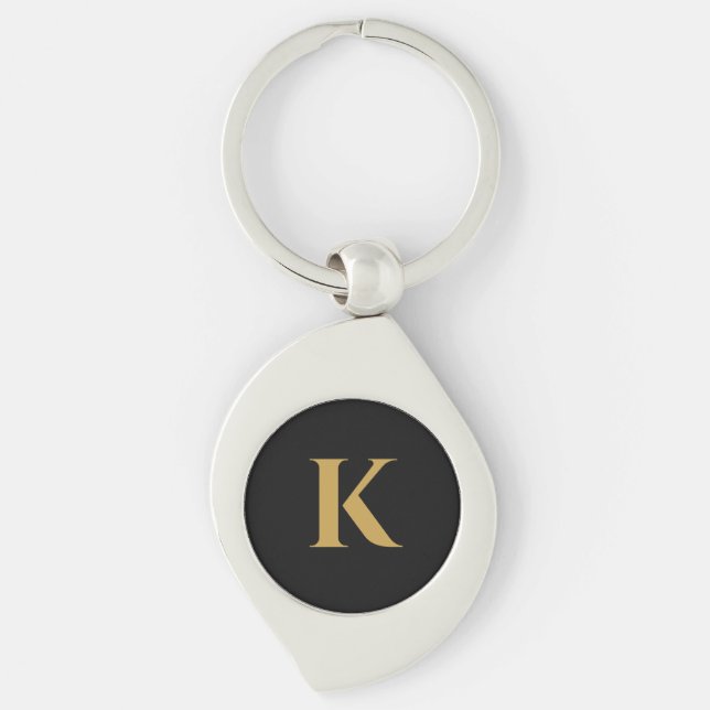 Chaveiro Monograma Preto Dourado Luxo K (Frente)
