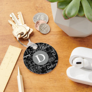 Chaveiro Monograma preto e branco personalizado