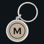 Chaveiro Monograma preto mínimo moderno<br><div class="desc">Monograma Mínimo Monograma de Chaveiro Monograma Moderno Personalizado Negra Beige Inicial. Perfeito como presente de feriado,  favores de reunião familiar,  obrigado seu presente para padrinhos de casamento e presente para qualquer ocasião especial.</div>
