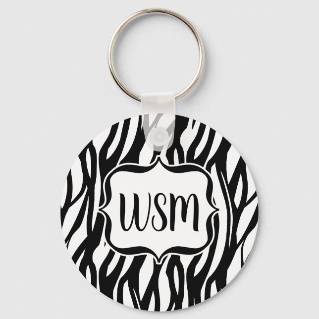 Chaveiro Monograma preto/zebra branco Funky (Frente)