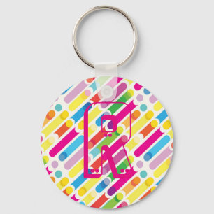 Chaveiro Monograma Rainbow Diagonal Lines, Pop
