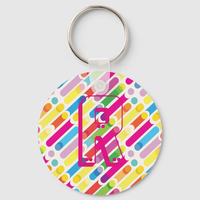 Chaveiro Monograma Rainbow Diagonal Lines, Pop (Frente)