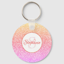 Monograma redondo Dourado com Rosa de coral cor-de