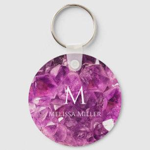 Chaveiro Monograma Roxo Ameyst Crystal Nome Personalizado G