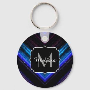 Chaveiro Monograma roxo azul esbranquiçado