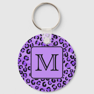 Chaveiro Monograma roxo do costume do impressão do leopard