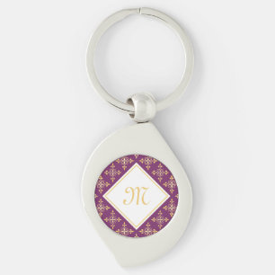 Chaveiro Monograma Roxo e Dourado Quatre Floral