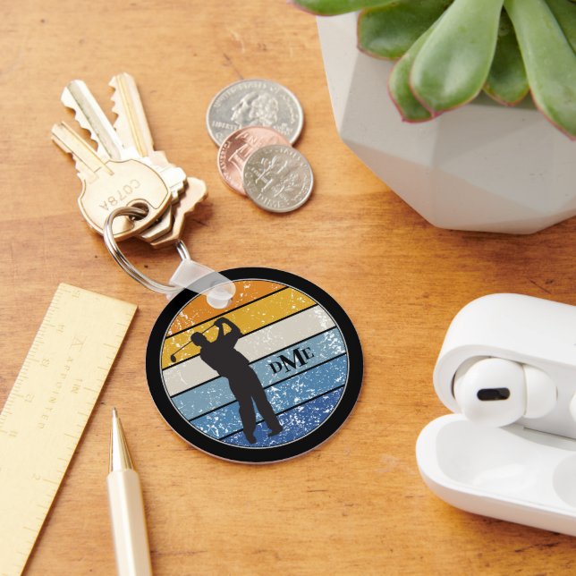 Chaveiro Monograma Silhouette Golfer Stripe Retroativo (Mesa)