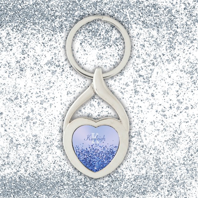 Chaveiro Monograma Simples Azul Brutado de Metal e Largura  (Criador carregado)