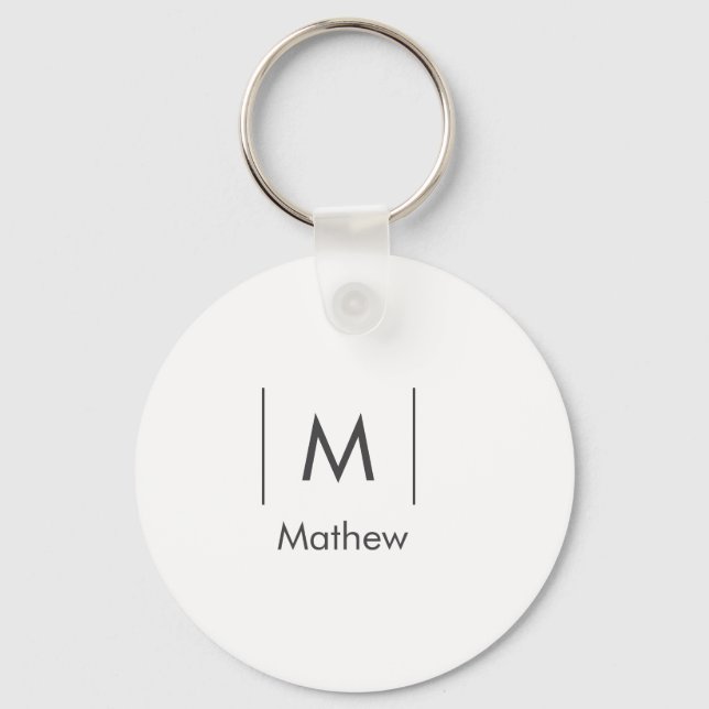 Chaveiro Monograma simples e elegante para homens com linha (Frente)