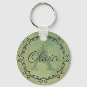 Chaveiro Monograma Verde-Azul-Chic Personalizado