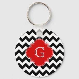 Chaveiro Monograma vermelho branco preto de Chevron