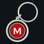 Chaveiro Monograma Vermelho Clássico Moderno<br><div class="desc">Chaveiro Monograma Clássico Personalizado Monograma Vermelho Preto Inicial. Perfeito como presente de feriado,  favores de reunião familiar,  obrigado seu presente para padrinhos de casamento e presente para qualquer ocasião especial.</div>