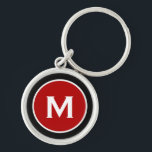 Chaveiro Monograma Vermelho Clássico Moderno<br><div class="desc">Chaveiro Monograma Clássico Personalizado Monograma Vermelho Preto Inicial. Perfeito como presente de feriado,  favores de reunião familiar,  obrigado seu presente para padrinhos de casamento e presente para qualquer ocasião especial.</div>