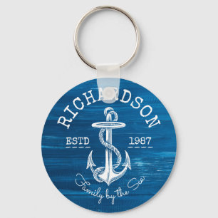 Chaveiro Monograma Vintage White Anchor Blue Pintage Madeir