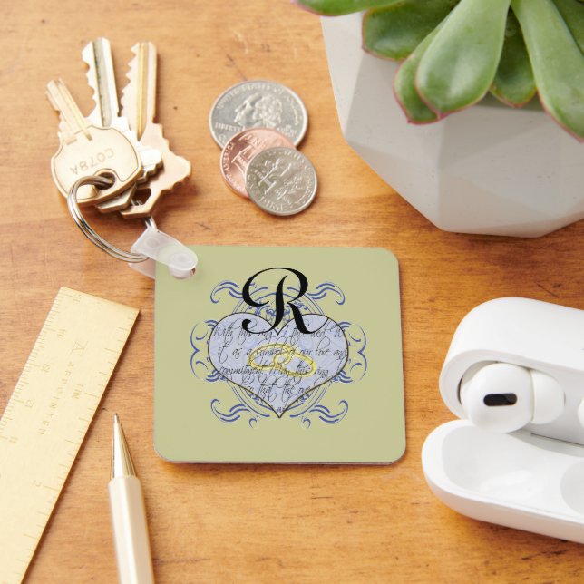 Chaveiro Monograma Wedding Vow Heart (Mesa)