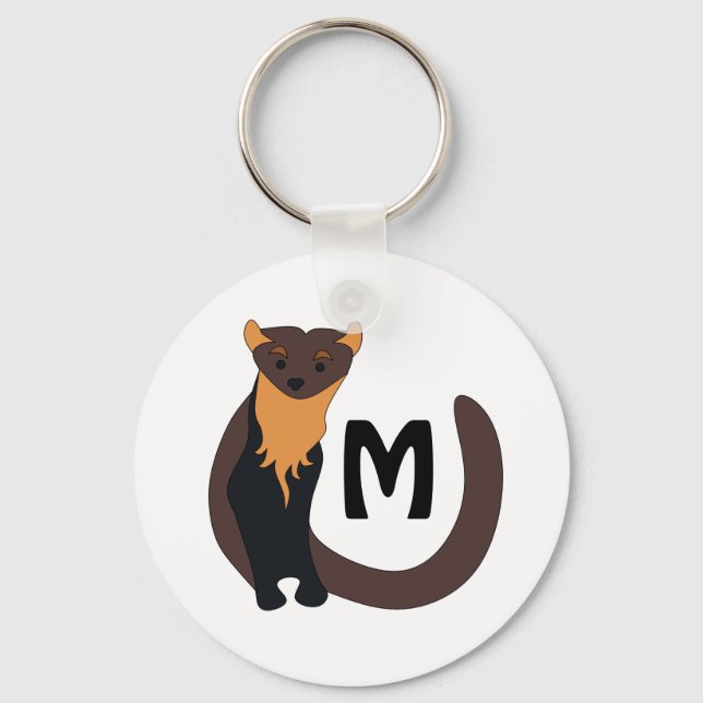 Chaveiro Monograma Whimsical European Pine Marten (Frente)